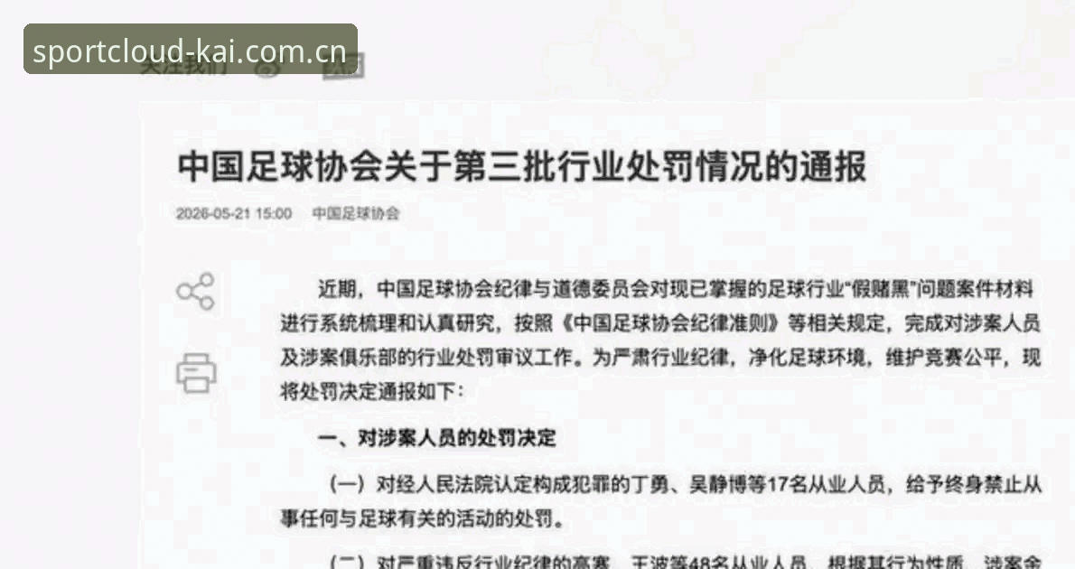 足协第三批禁足名单深度解读：65人受罚背后的足球治理实用指南